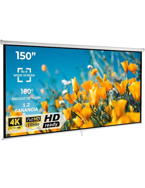 Pantalla Manual para Proyector Audiotek MKZ-PANTA150MBLA