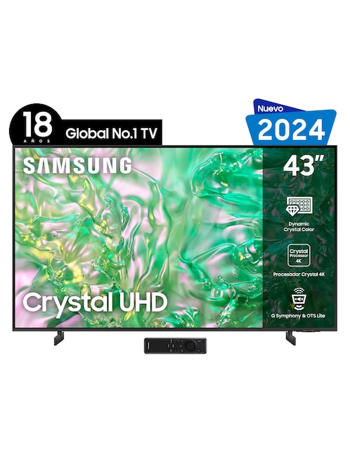 Pantalla Smart TV Samsung LED de 43 pulgadas 4 k UN43DU8000FXZX con Tizen