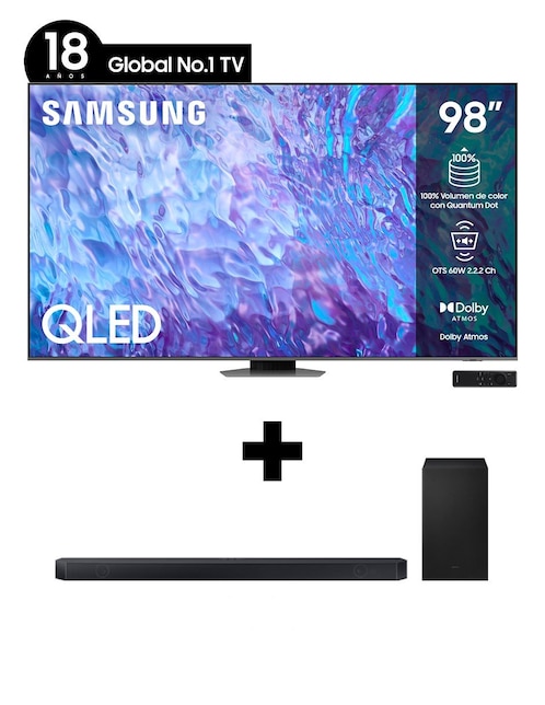 Pantalla Smart TV Samsung QLED de 98 Pulgadas 4K UHD F-98Q80CAQ700D + barra de sonido