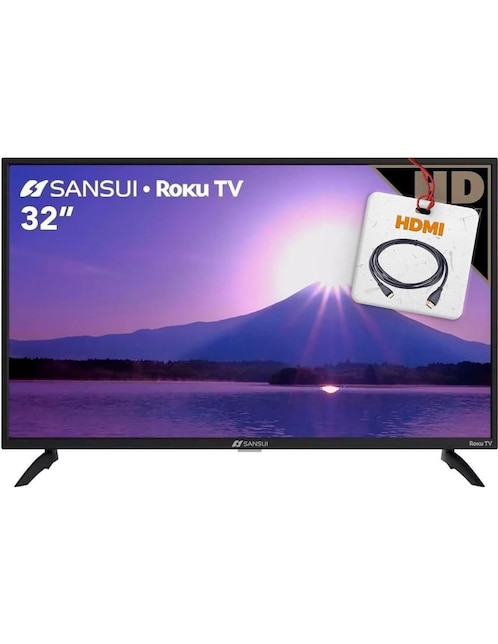 Pantalla Smart TV Sansui LED de 32 pulgadas HD SMX32R+HDMI con Roku TV