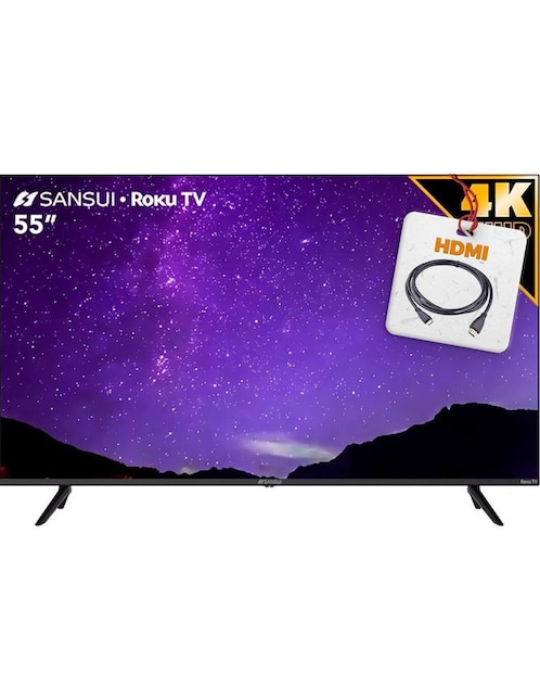 Pantalla Smart TV Sansui LED de 55 pulgadas 4K SMX55P+HDMI con Roku TV