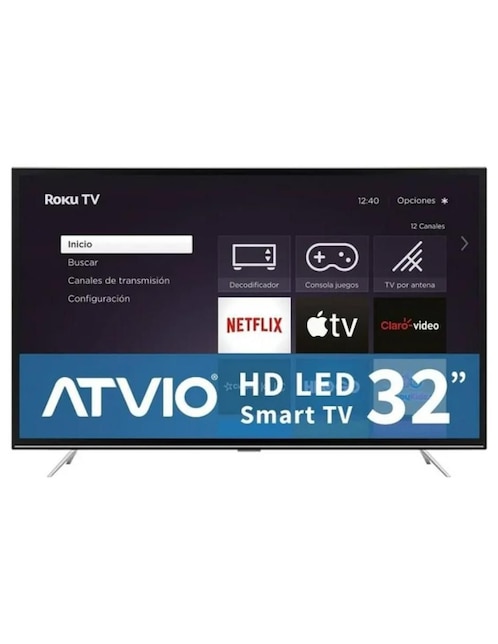 Pantalla Atvio LED de 32 pulgadas HD ATV-32SMR con Roku TV