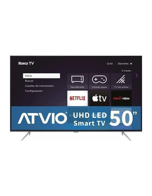 Pantalla Atvio LED de 50 pulgadas 4k UHD ATV-50uhdr con Roku TV