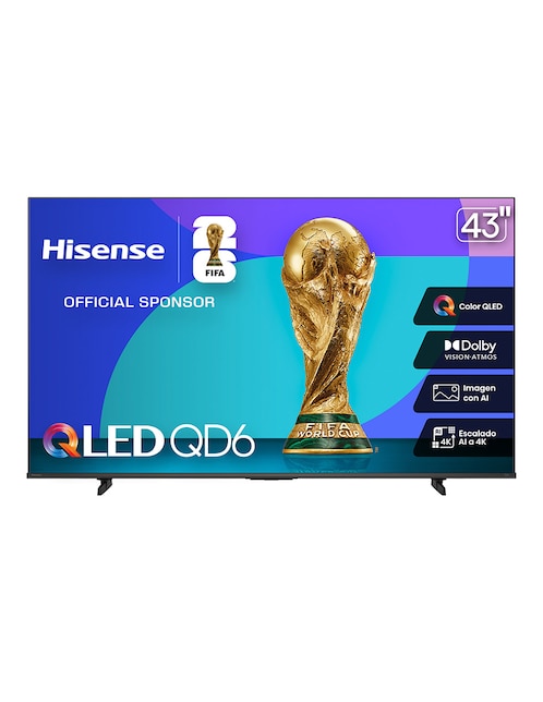 HISENSE Pantalla smart TV Hisense QLED de 43 pulgadas 4k 43QD6QV con AI Smooth Motion