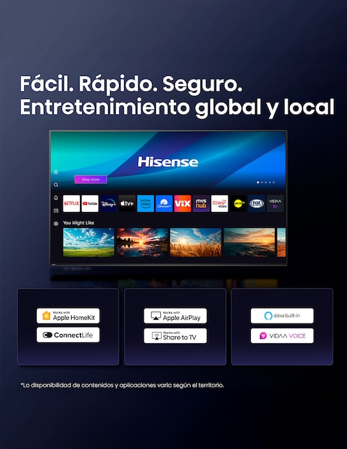 Pantalla Smart tv Hisense QLED de 50 Pulgadas 4K 50QD6QV con AI Smooth ...