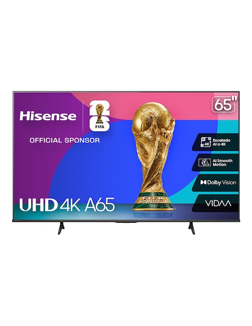 HISENSE Pantalla smart TV Hisense UHD de 65 pulgadas 4K/UHD 65A65NV con AI Sports Mode