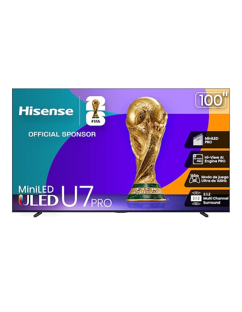 HISENSE Pantalla Smart TV Hisense QD- mini LED de 100 pulgadas 4K/UHD 100U7QG Pro con Google TV con AI Picture