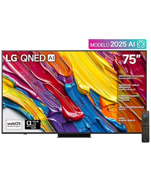 Pantalla Smart TV LG Mini LED de 75 pulgadas 4K/UHD 75QNED83ASG