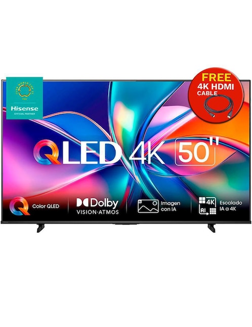 Pantalla Smart TV Hisense QLED de 50 pulgadas 4K 50QD6QV + cable HDMI 4K