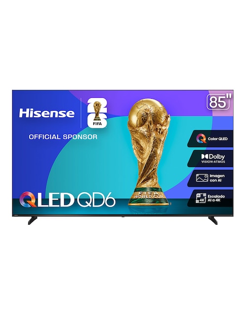 HISENSE Pantalla Smart TV Hisense QLED de 85 pulgadas 4K/UHD 85QD65QV con AI Smooth Motion