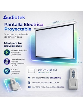 Pantalla proyector eléctrica Audiotek MKZ-Panta120EBLA