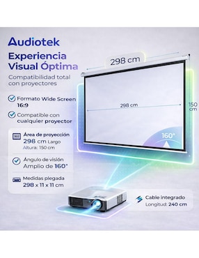 Pantalla proyector eléctrica Audiotek MKZ-Panta120EBLA