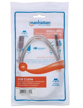 Cable USB B Manhattan a tipo USB A de 1.8 m