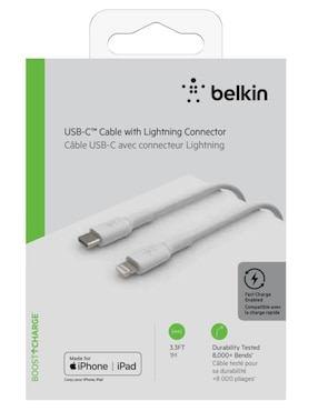 Cable lightning Belkin a tipo USB C de 1 m