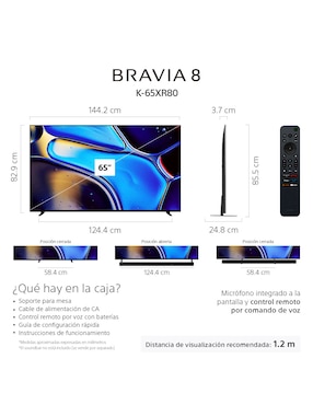 Pantalla Smart TV Sony OLED de 65 pulgadas 4K/UHD Bravia 8 con Google TV