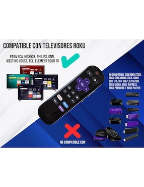 Control remoto para Smart TV Control Expert CE-PH150 Onn Roku Smart Tv, Element Roku Smart Tv, Philips Roku Smart Tv, Hisense Roku Smart Tv