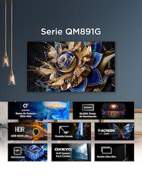 Pantalla Smart TV Tcl QD- mini LED de 115 pulgadas 4K/UHD 115QM891G con Google TV