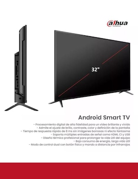 Pantalla Smart TV Dahua LED de 32 pulgadas Full HD DHI-LTV32-SA100-C con Android TV
