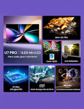Pantalla Smart TV Hisense QD- mini LED de 100 pulgadas 4K/UHD 100U7QG Pro con Google TV con AI Picture