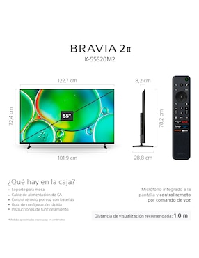 Pantalla Smart TV Sony LCD de 55 pulgadas 4K Bravia 2 K-55S20M2 con Google TV