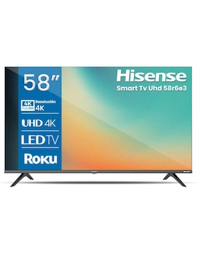 Pantalla Smart TV Hisense LCD de 58 pulgadas 4K/UHD 58R6E3 con Roku TV