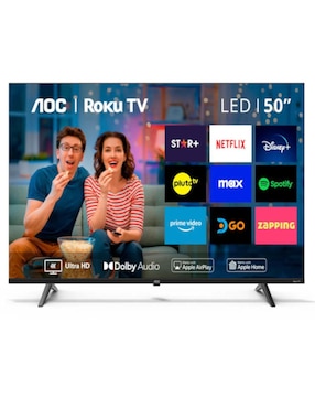 Pantalla smart tv AOC led de 50 pulgadas 4k/uhd 50u7045/85a con roku tv