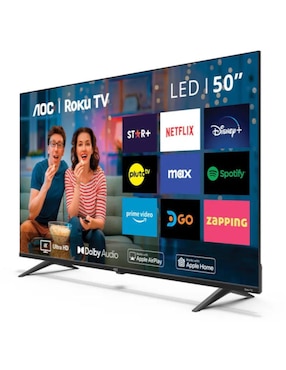 Pantalla smart tv AOC led de 50 pulgadas 4k/uhd 50u7045/85a con roku tv