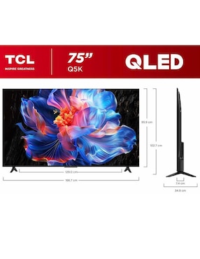 Pantalla smart tv TCL Qled de 75 pulgadas 4k/uhd 75Q5K con Google tv