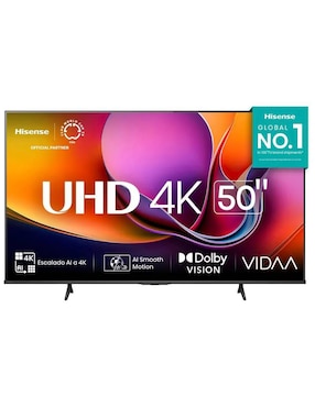 Pantalla smart TV Hisense LED de 50 pulgadas 4K/UHD 50A65NV con Vidaa con AI Smooth Motion