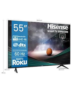Pantalla Smart TV Hisense LED de 55 pulgadas 4k/UHD 55R6030N con Roku TV