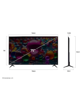 Pantalla smart TV Lg UHD de 75 pulgadas 4K/UHD 75UA8000PSB con AI webOS