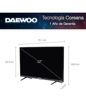 Pantalla smart TV Daewoo LED de 32 pulgadas HD AW32R con Roku TV