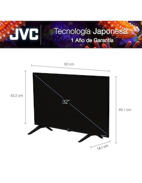 Pantalla Smart TV Jvc LED de 32 pulgadas HD SI32R con Roku TV