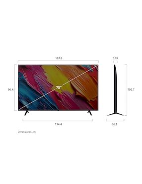 Pantalla Smart TV LG QNED de 75 pulgadas 4K 75QNED73ASC con AI webOs