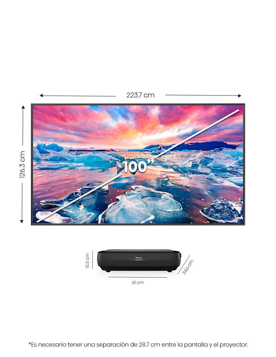 Hisense Laser TV 100L5H 4K Proyector con pantalla ALR 100 incluida