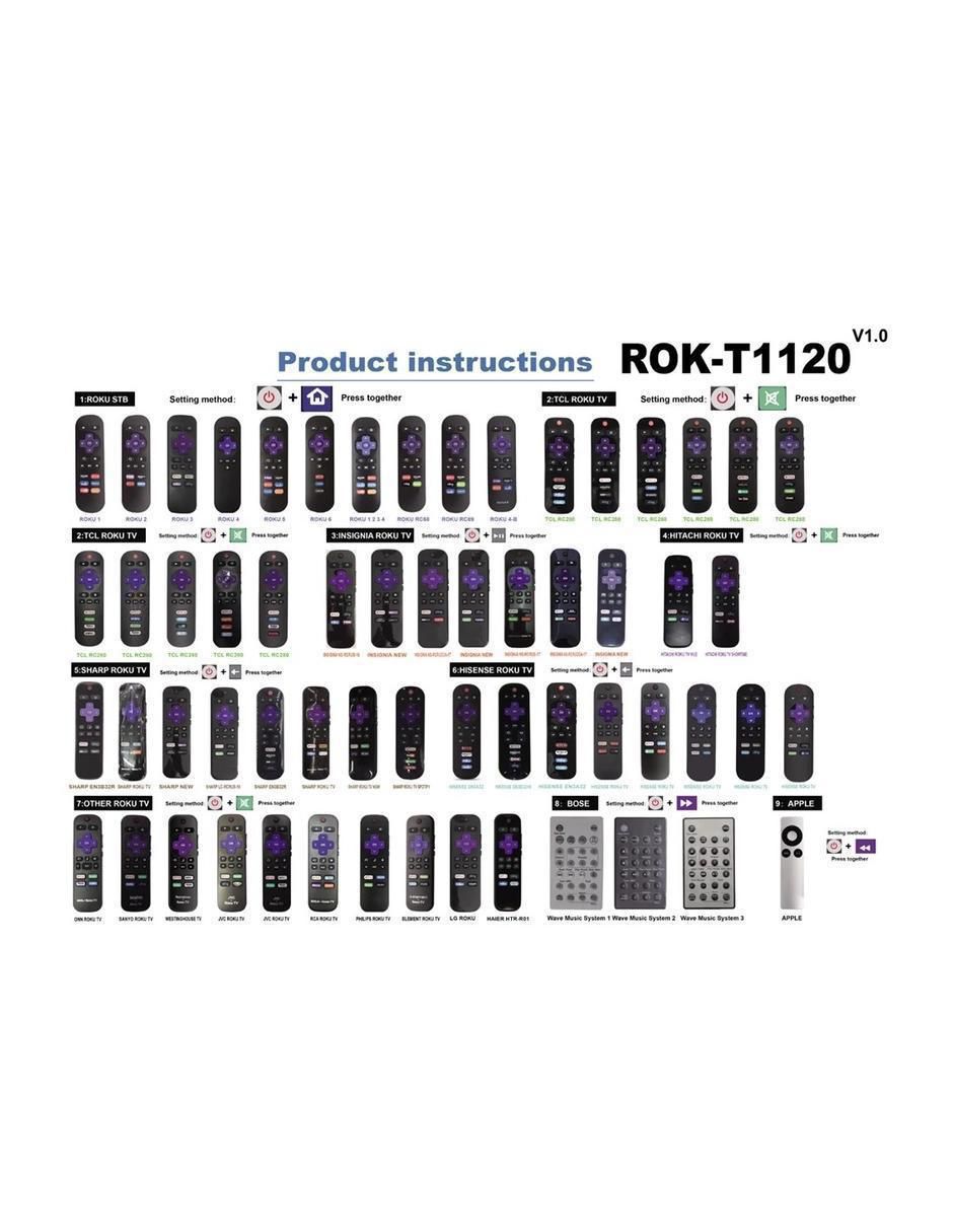 Control Remoto para Roku TV 2T-C45Cf2Ur 4T-C55Cl2Ur 3