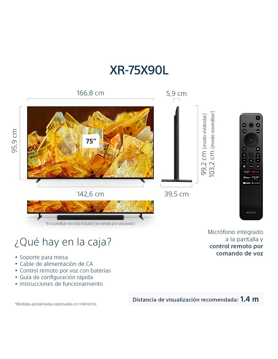 Pantalla Sony LCD Smart TV de 75 Pulgadas 4K KXR-75X90L con Google TV