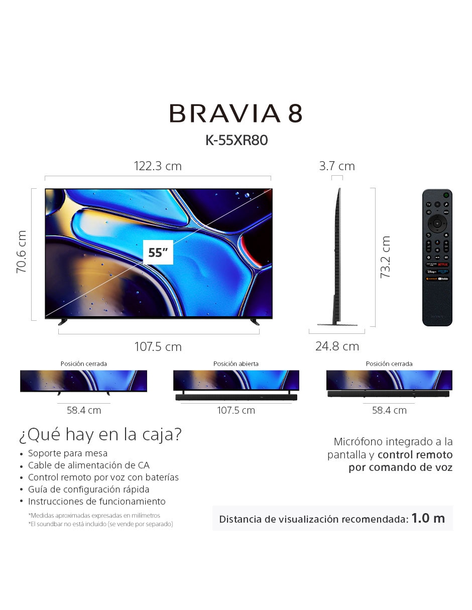 Pantalla Smart TV OLED de 55 pulgadas 4K/UHD Bravia 8 con Google TV 8
