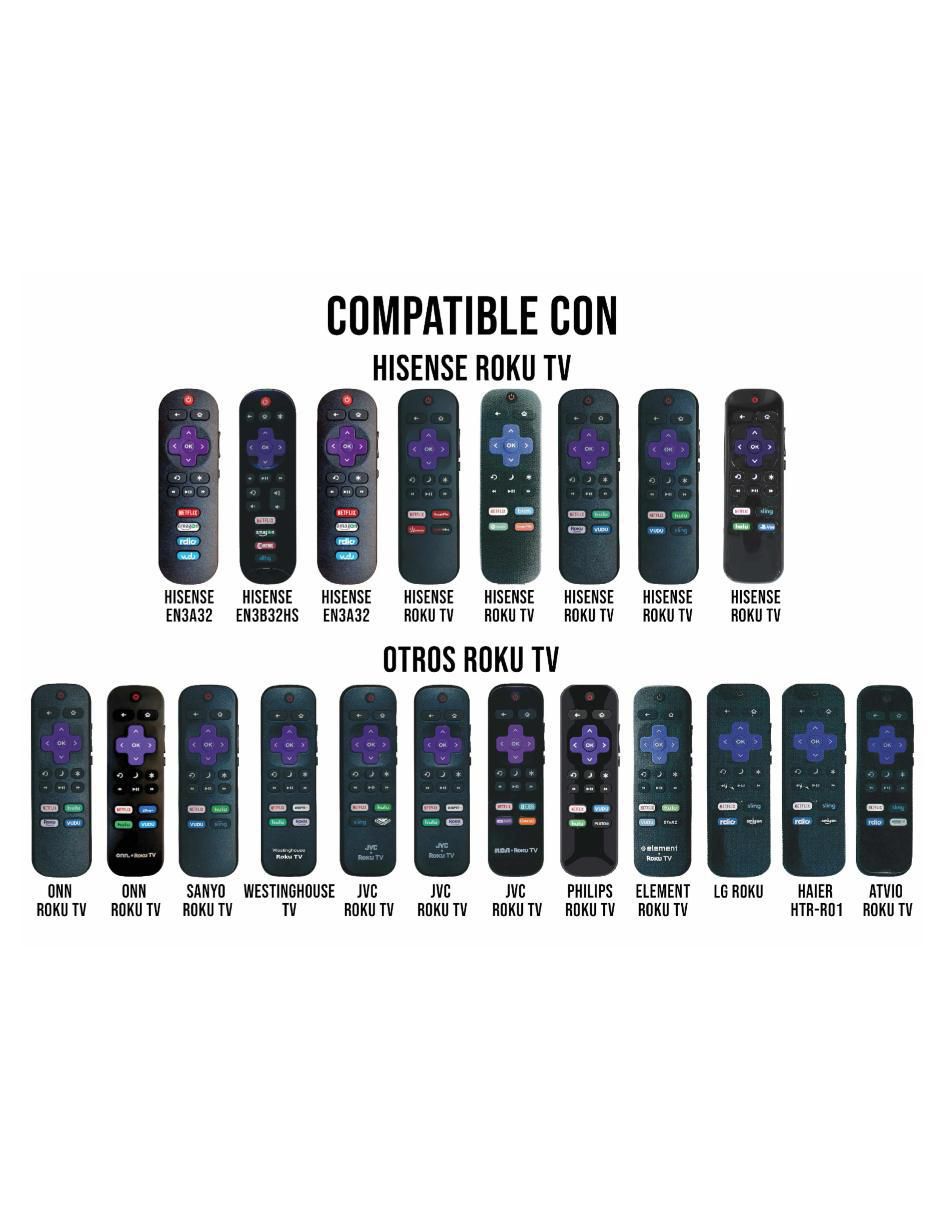 Control remoto para Smart TV CE-4RK TCL, LG, Insignia, Hisense, Sharp, Philips, Haier y Hitachi con sistema Roku 9