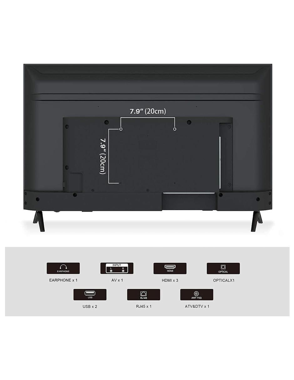 Pantalla Smart TV LED de 43 pulgadas 4K/UHD SMX43VAUG con Google TV 3