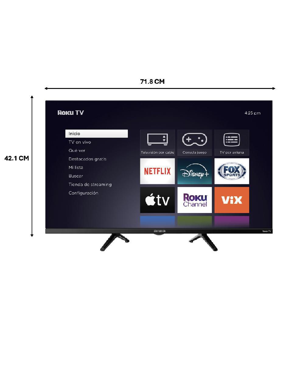 Pantalla Smart TV LED de 32 pulgadas HD AW32B4SMRK con Roku TV 7