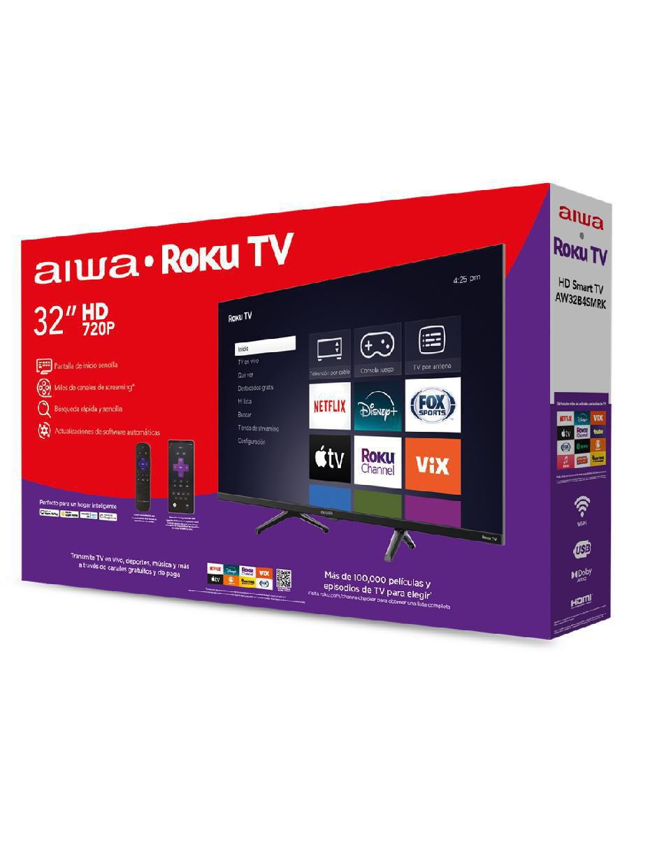 Pantalla Smart TV LED de 32 pulgadas HD AW32B4SMRK con Roku TV 5