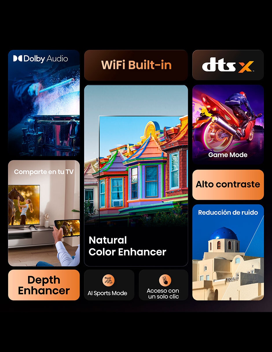 Pantalla Smart TV LED de 32 Pulgadas HD 32A4NV con AI Sports Mode 4