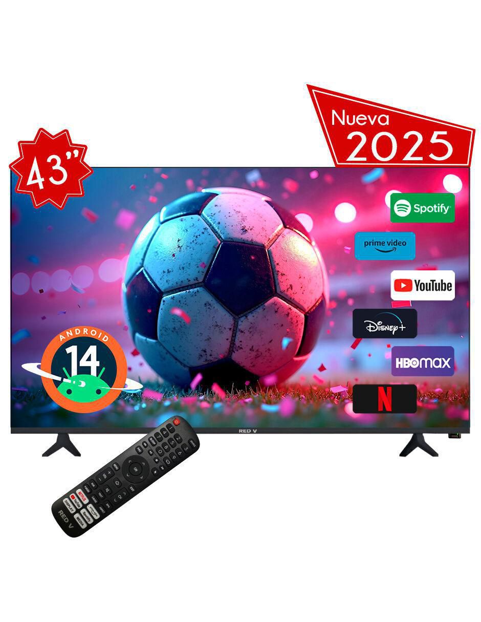 Pantalla smart TV Led de 43 pulgadas HD RED43STV con android tv