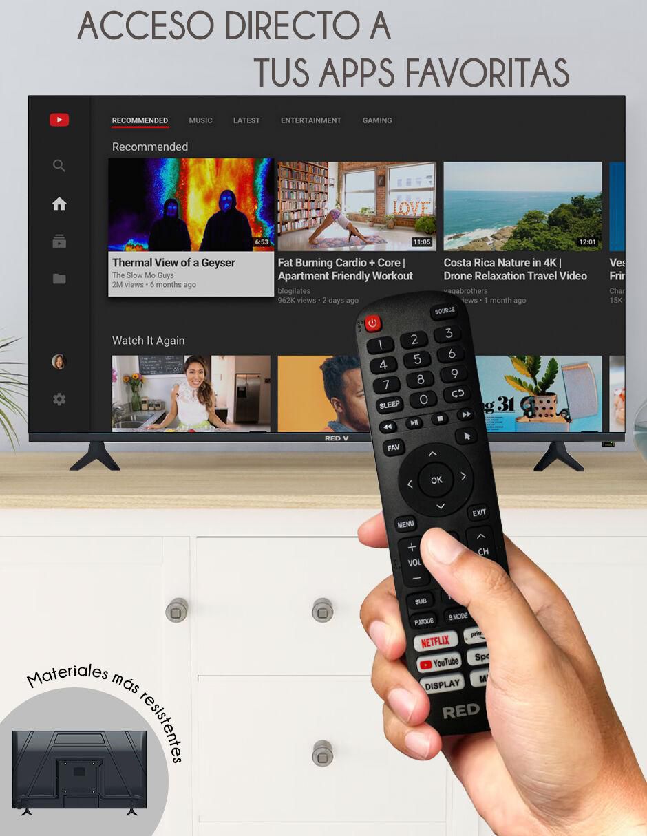 Pantalla smart TV Led de 43 pulgadas HD RED43STV con android tv 4