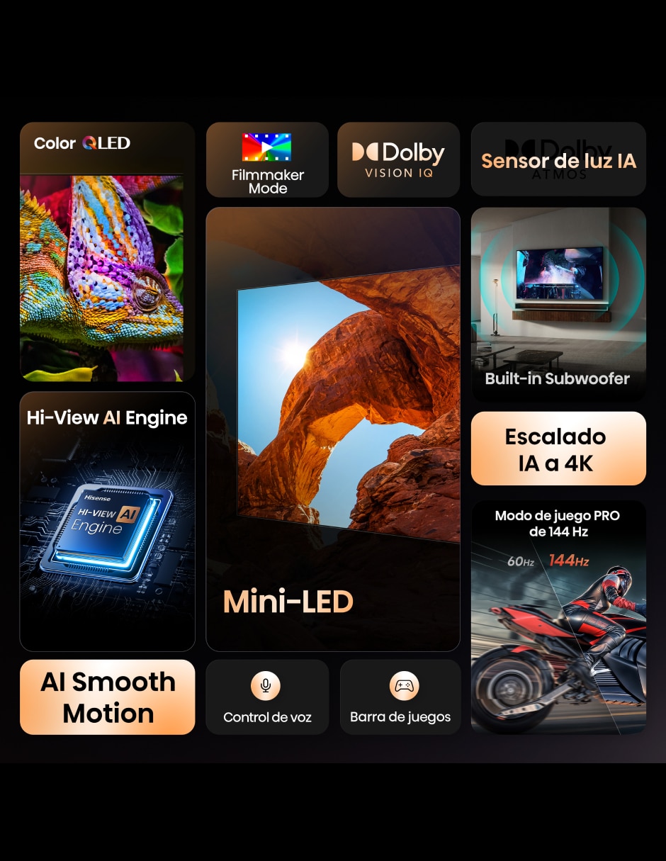 Pantalla Smart TV Mini LED de 55 pulgadas 4K/UHD 55U7QG con Google TV con AI Smooth Motion 8