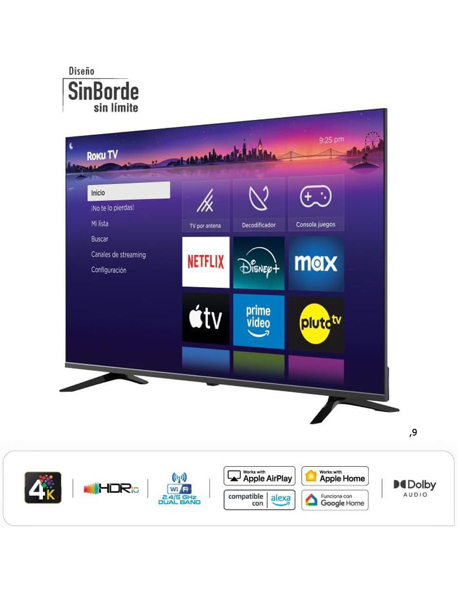 Pantalla Smart TV LED de 55 pulgadas 4K/UHD HYLED5527R4KM con Roku TV 2