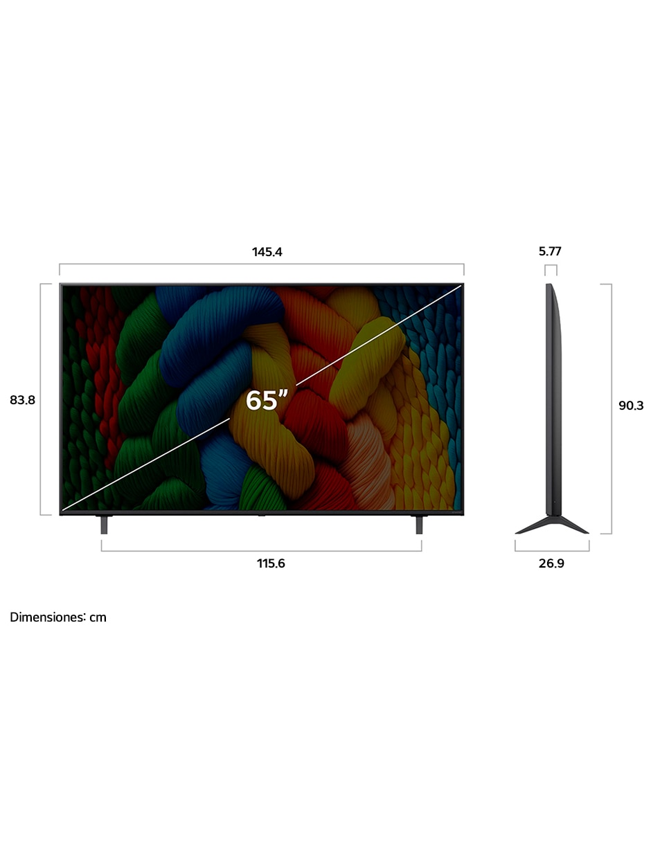 Pantalla Smart TV NanoCell de 65 pulgadas 4K 65NANO80ASA con WebOS con AI webOS 6