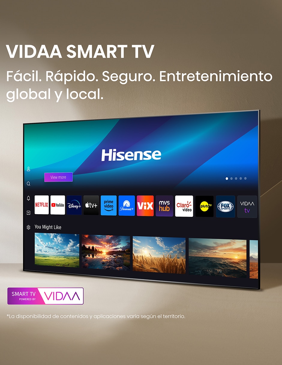 Pantalla Smart TV UHD de 65 pulgadas 4K/UHD 65A65NV con AI Sports Mode 6