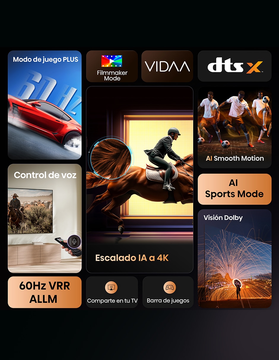Pantalla Smart TV UHD de 65 pulgadas 4K/UHD 65A65NV con AI Sports Mode 7